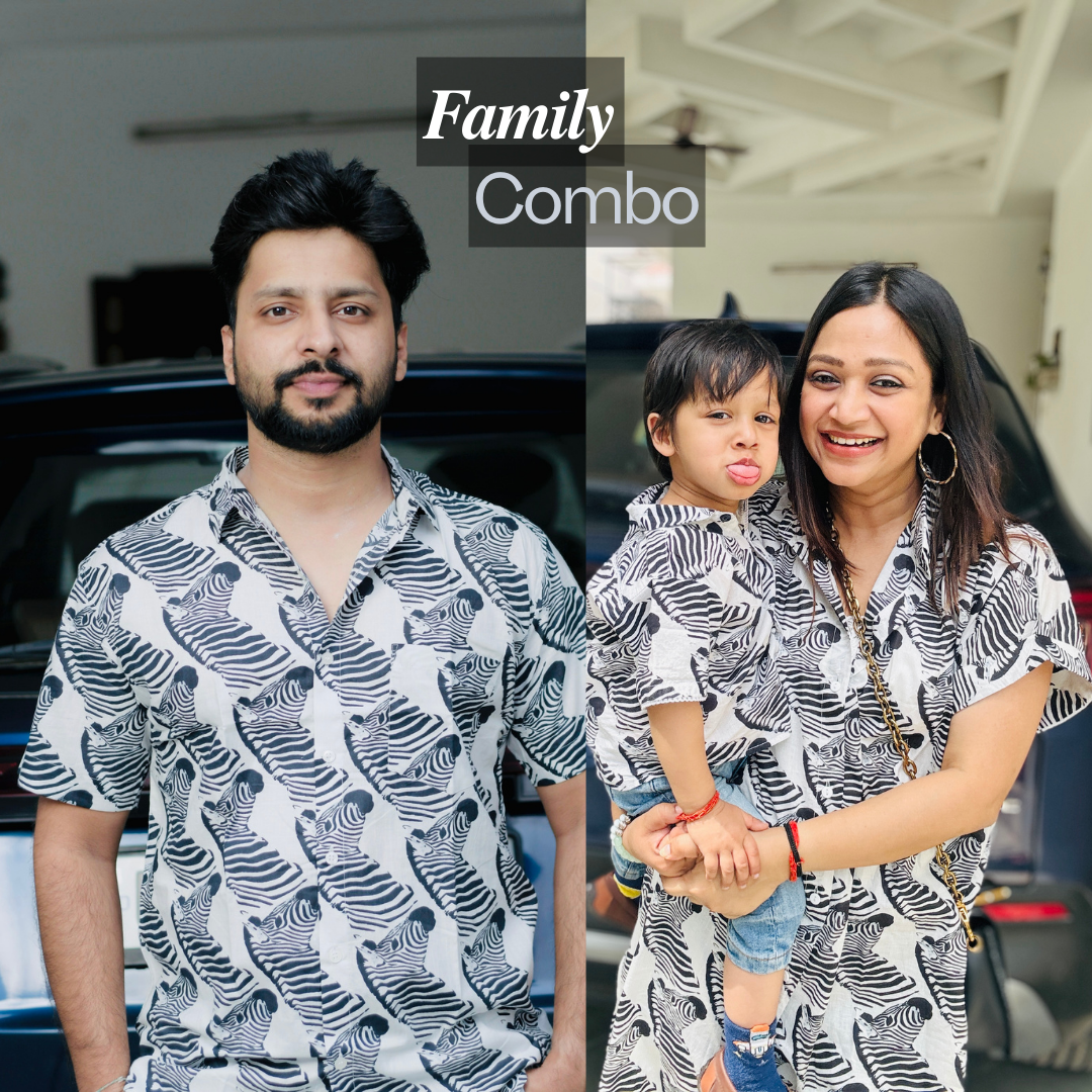 Cotton Zebra Print Twinning Shirts for whole Family: Match in Style!