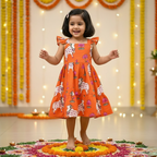 Orange Pichwai Sibling Twinning Outfits| Pure Cotton