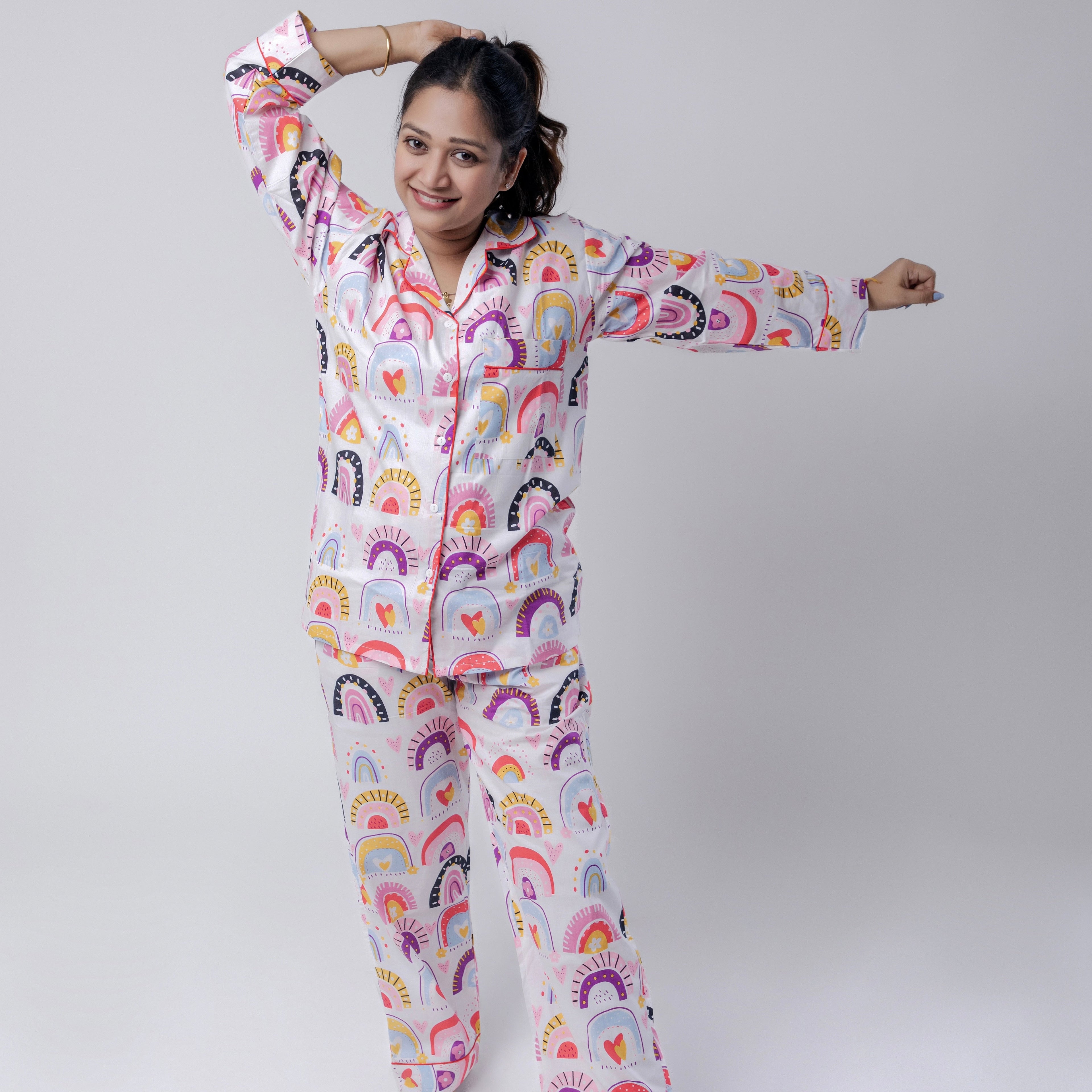 Over The Rainbow| Adult Nightsuit Set| Pure Cotton