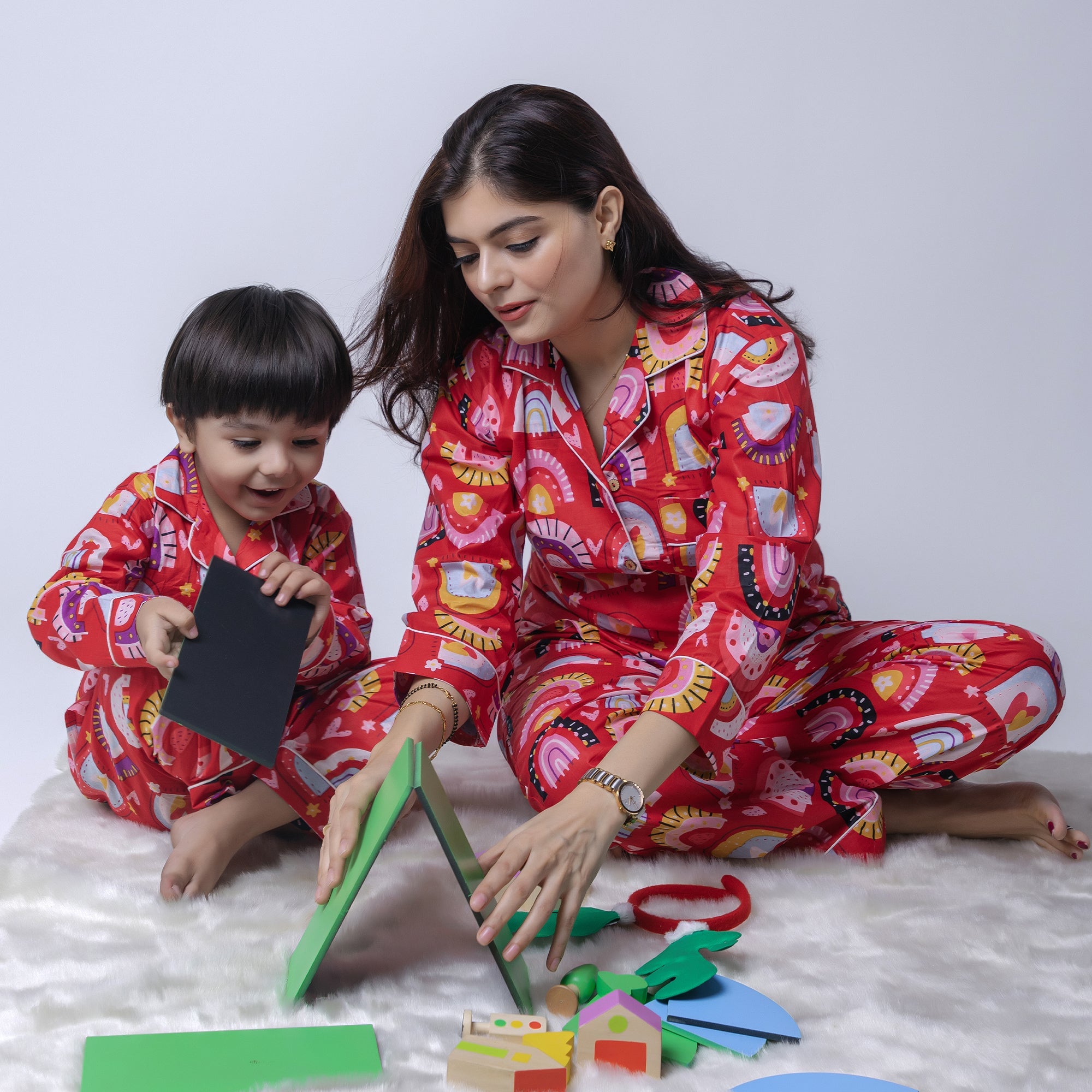 Holiday Mood Twinning Nightsuit Set| Pure Cotton