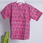 Cotton Boys Kurta Shirt Pink Boota
