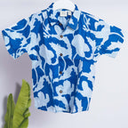Cotton Boys Kids Shirt Flower Power Blue