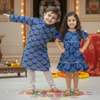 Blue Bandhani Sibling Twinning Outfits| Pure Cotton