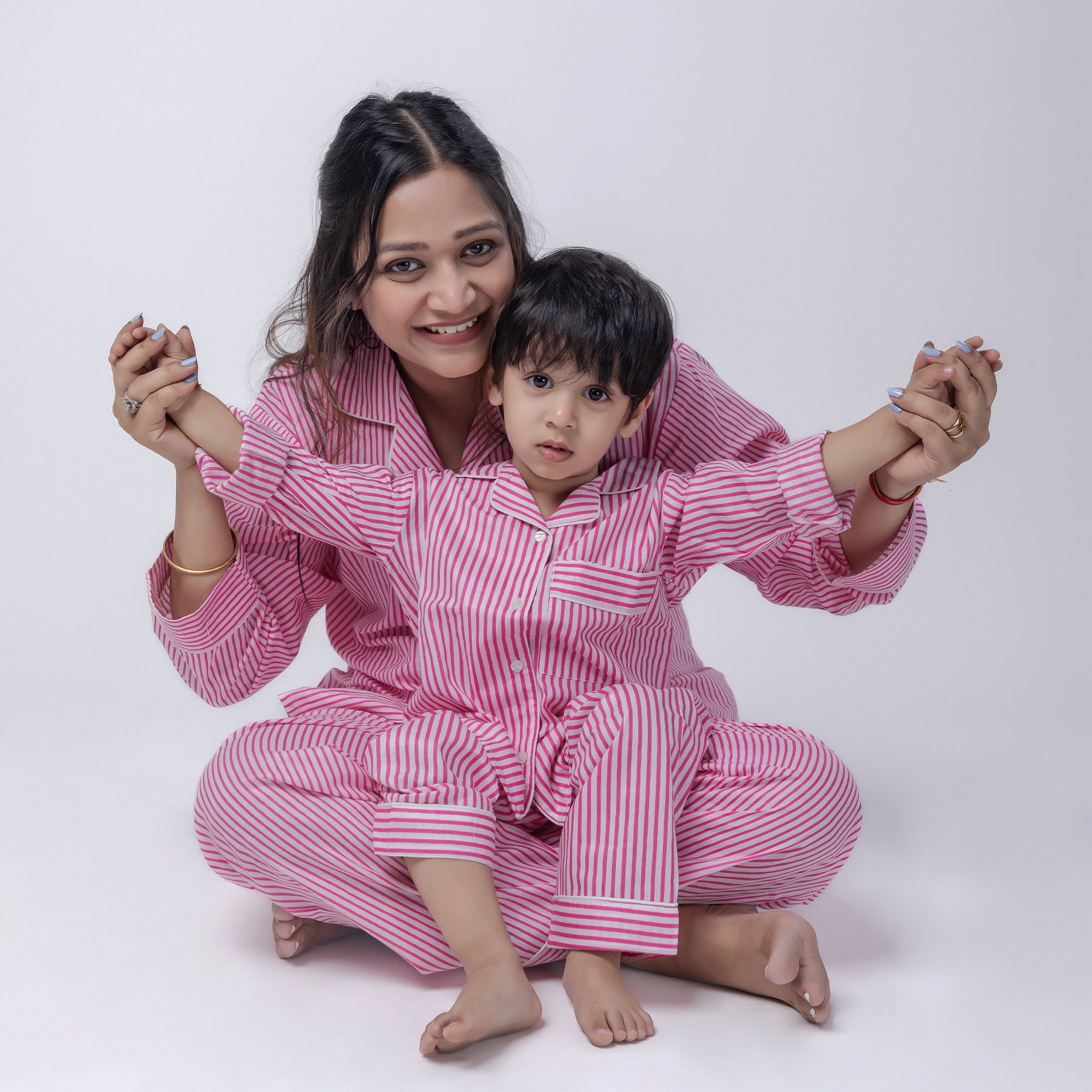 Sunday Stripes Twinning Nightsuit Set| Pure Cotton