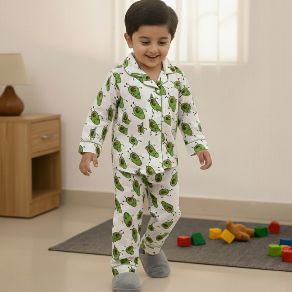 Avocado | Kids Night suit Set |Pure Cotton