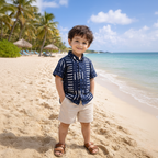 Cotton Kids Shirt Party Waves Black