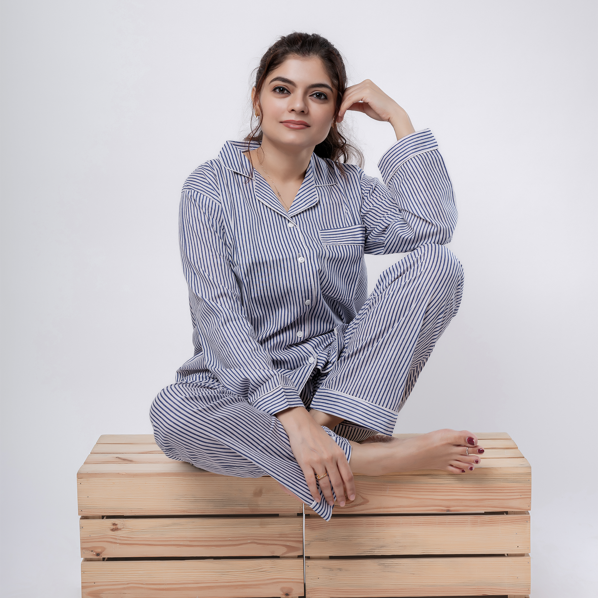 Classy Strips| Adult Nightsuit Set| Pure Cotton