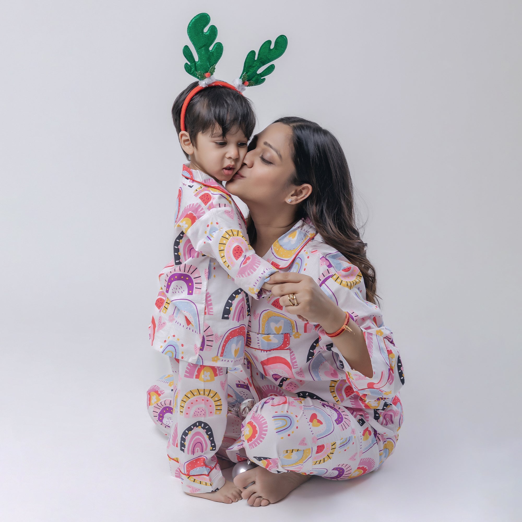 Over The Rainbow Twinning Nightsuit Set| Pure Cotton