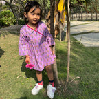 Cotton Girls Frock Purple Boota