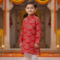 Red Bandhani Kurta Pajama Set for Boys| Pure Cotton