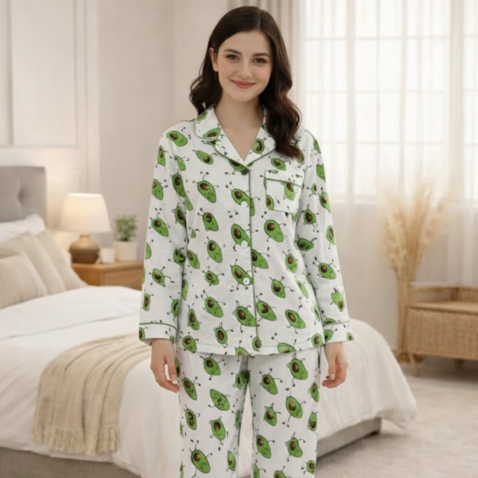 Avocado Twinning Nightsuit Set| Pure Cotton