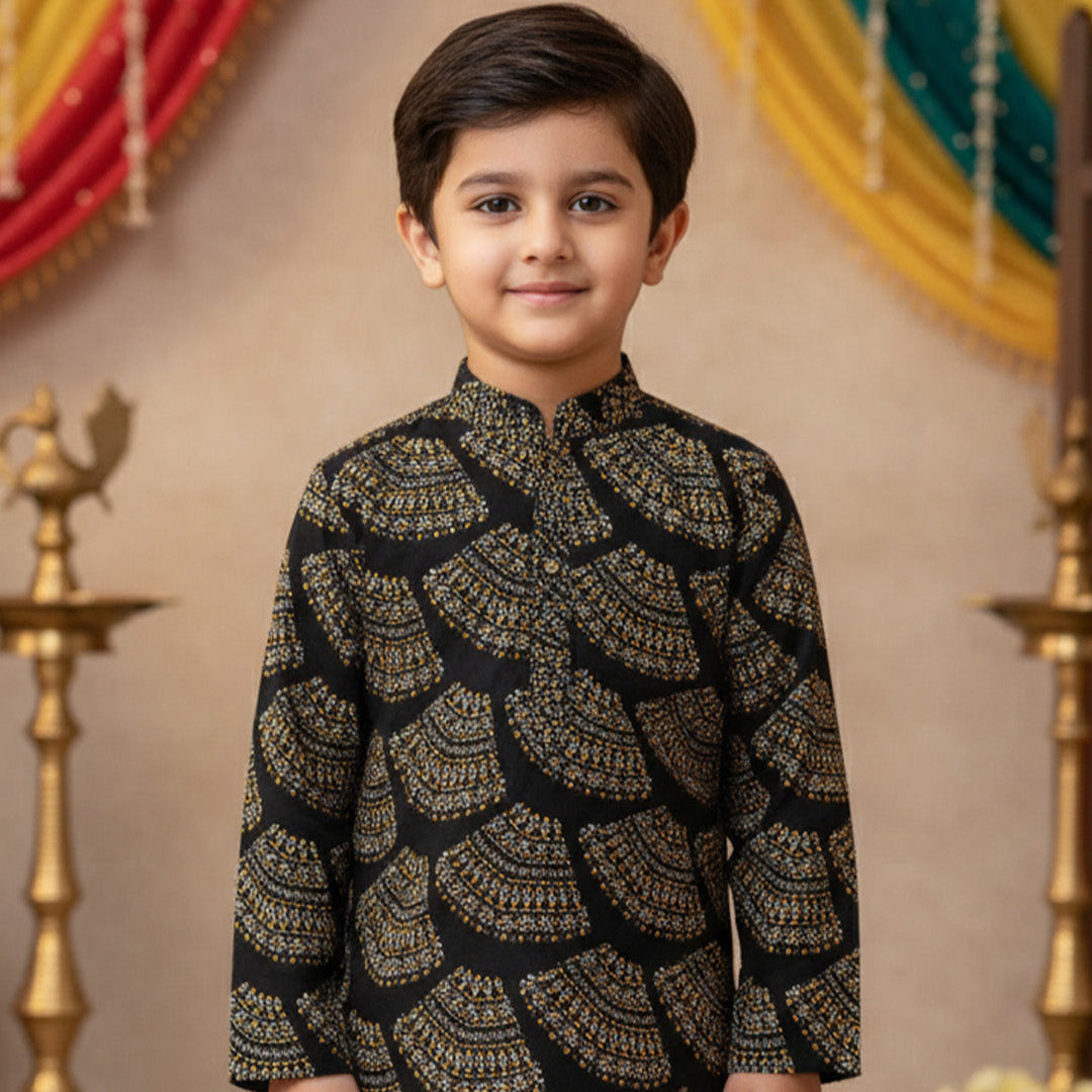 Black Bandhani Sibling Twinning Outfits| Pure Cotton