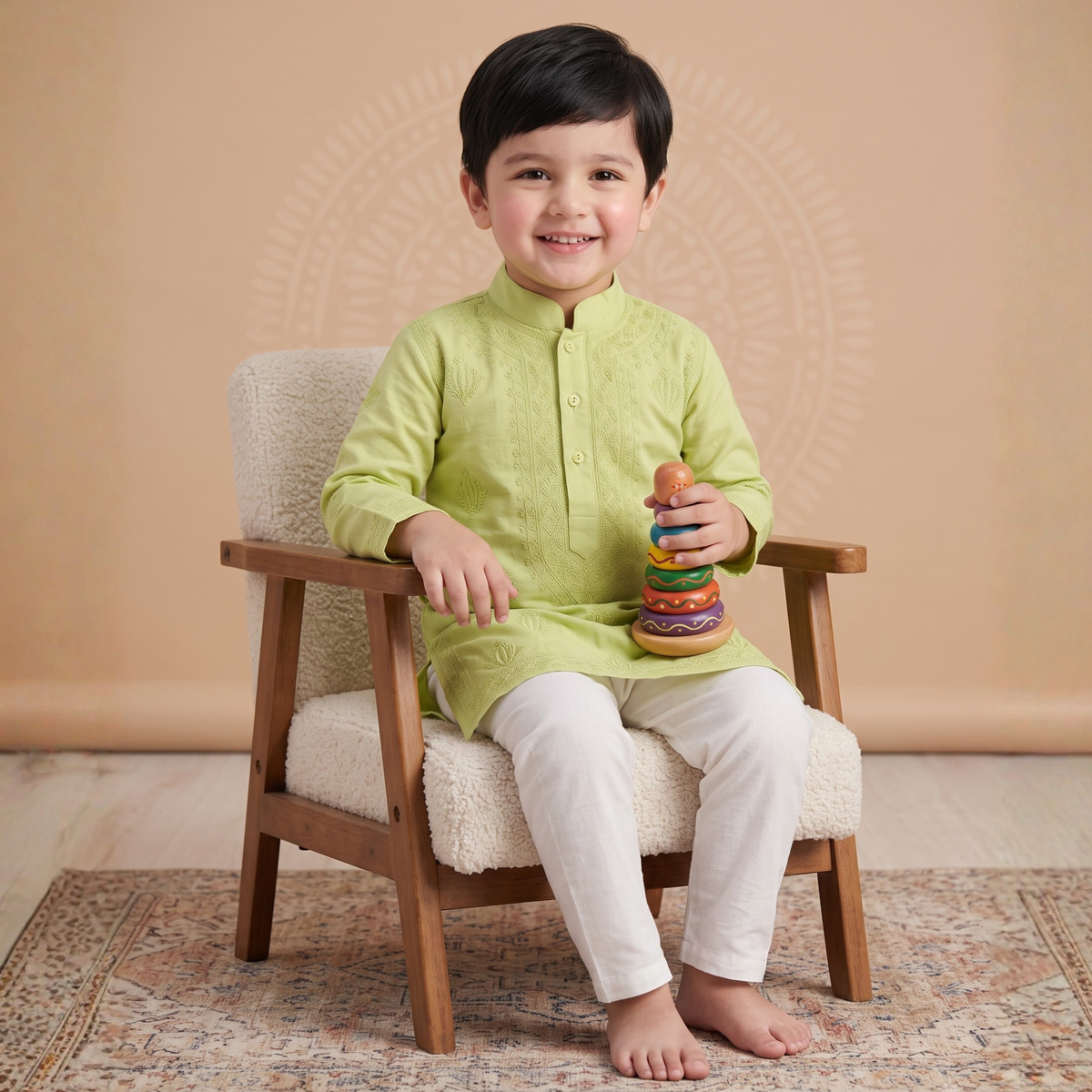 Sage Green | Lucknow Chikankari Kurta Pajama Set | Pure Cotton Silk