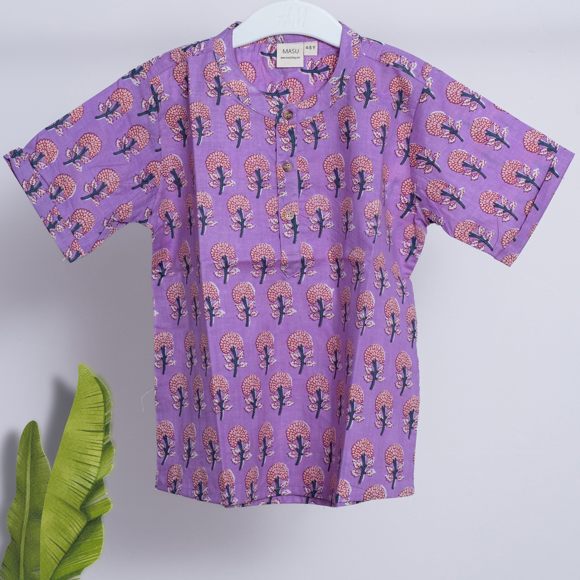 Cotton Boys Kurta Shirt Purple Boota