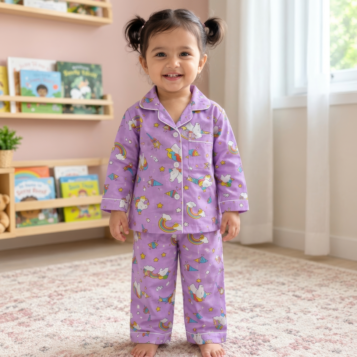 Magical Unicorn Dreams | Purple | Kids Night suit Set |Pure Cotton