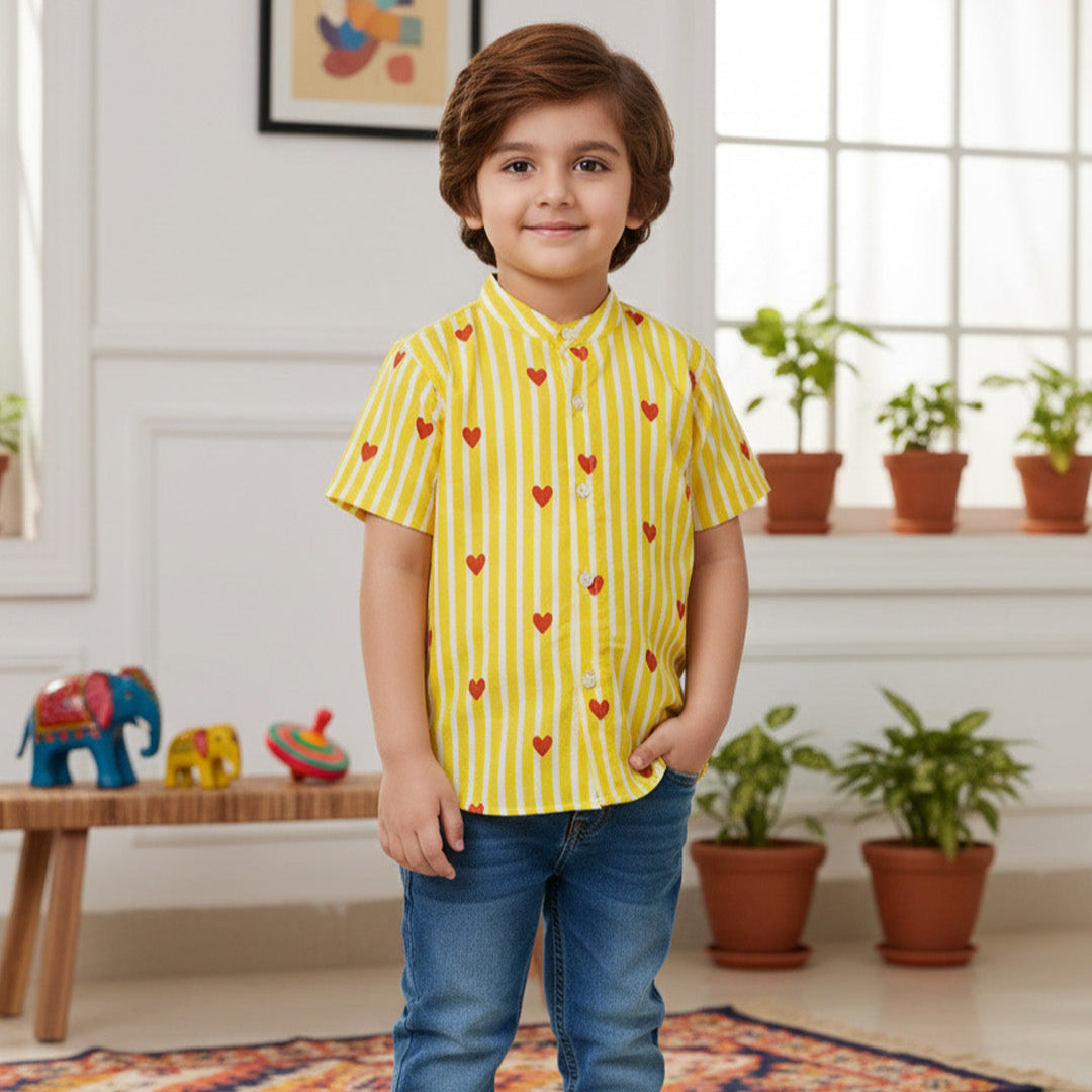 Yellow Heart Shirt for Boys | Pure Cotton