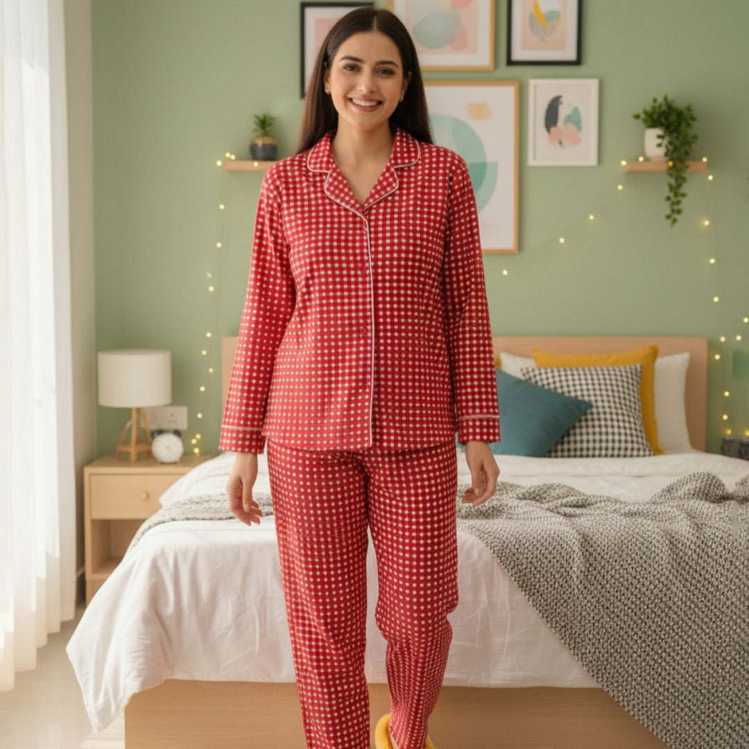 Merry Christmas| Adult Nightsuit Set| Pure Cotton