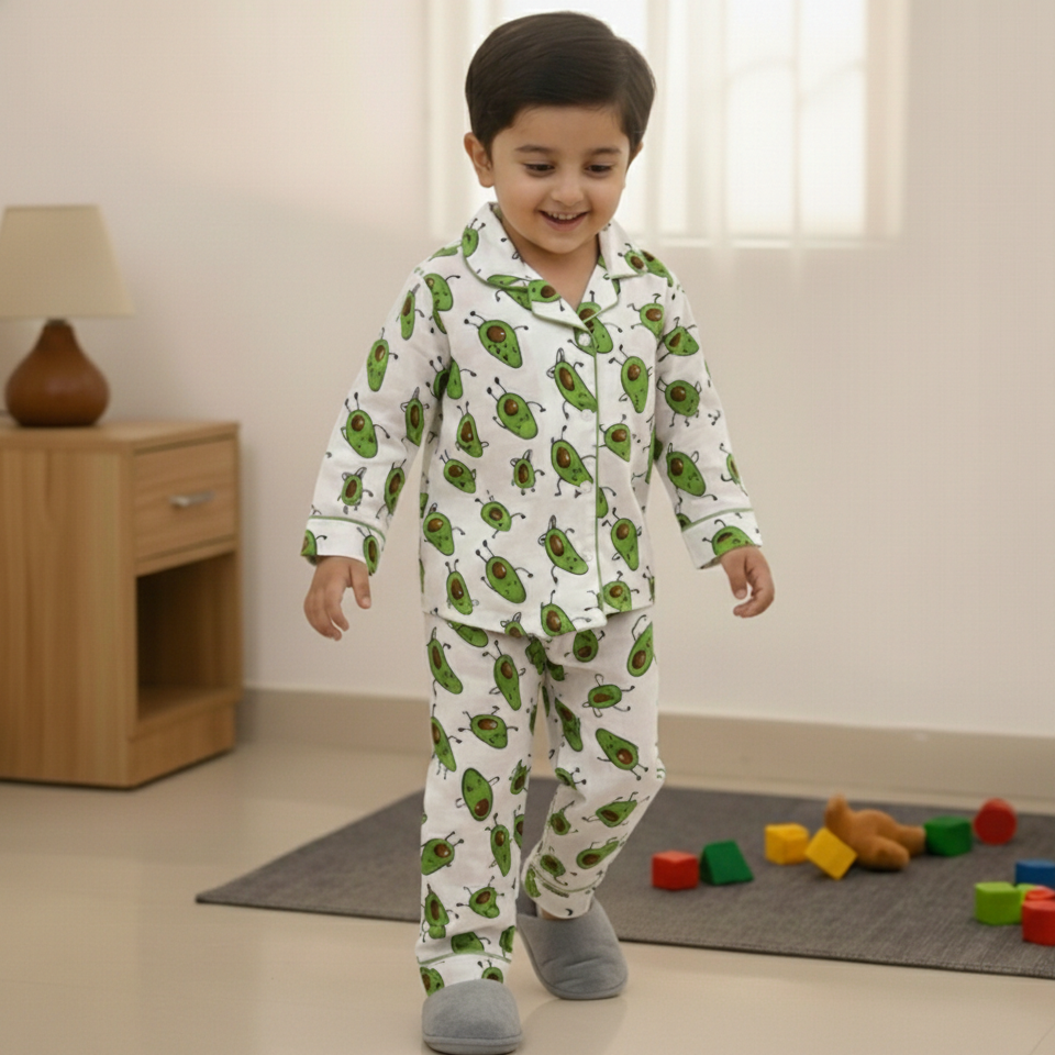 Avocado Twinning Nightsuit Set| Pure Cotton