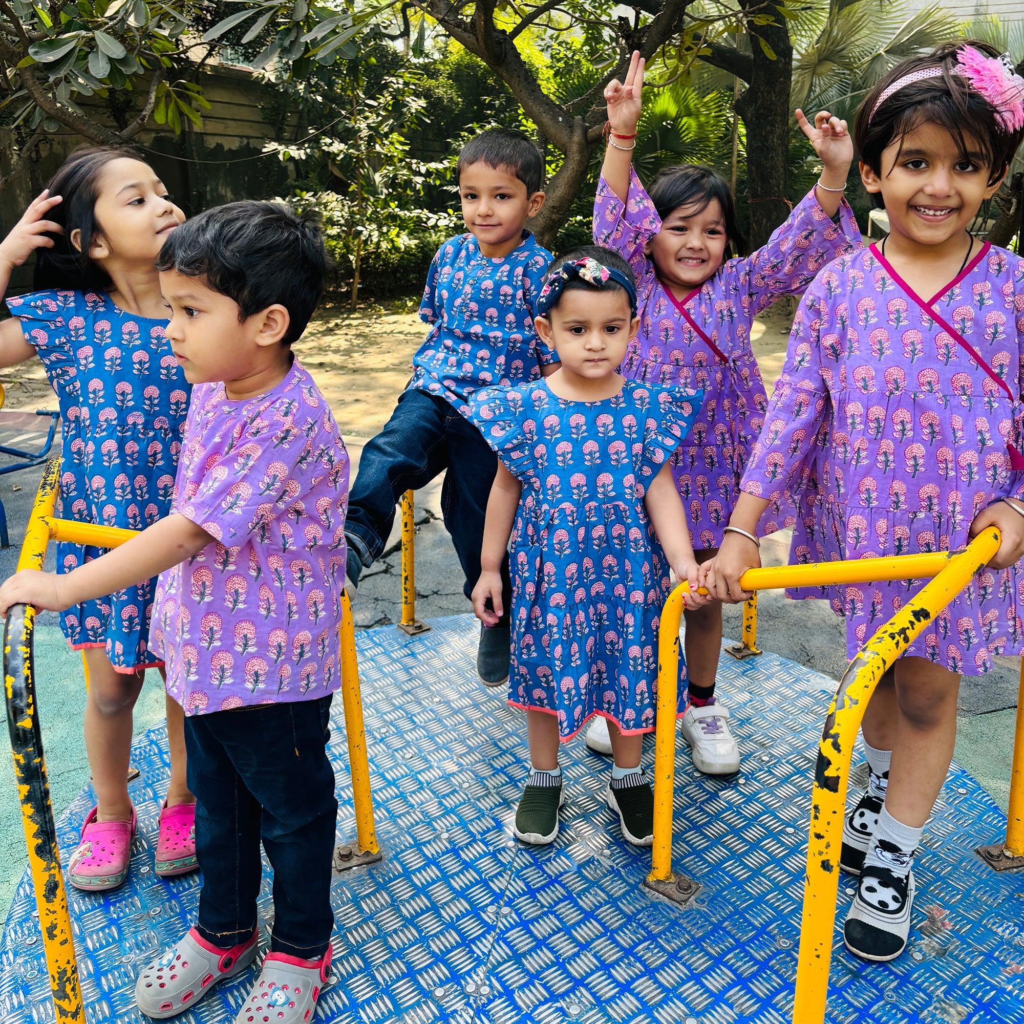 Cotton Blue Boota Sibling Twinning Outfits