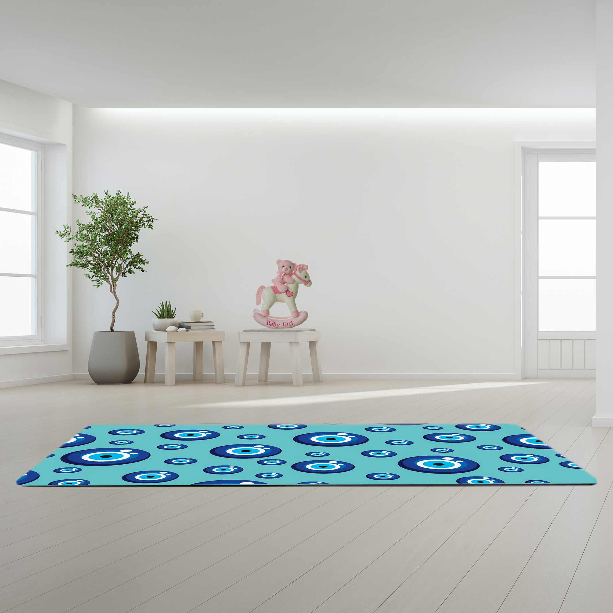 Kids Yoga Mat - Evil Eye Blue
