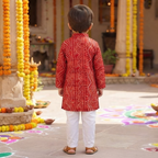Laal Gulal Bandhej Kurta Pajama Set | Red  | Pure Cotton
