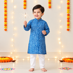 Neel Bandhej Kurta Pajama Set | Blue | Pure Cotton