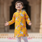 Yellow Pichwai Kurta Pajama Set | Pure Cotton