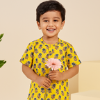 Cotton Boys Kurta Shirt Yellow Boota
