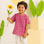 Cotton Boys Kurta Shirt Pink Boota