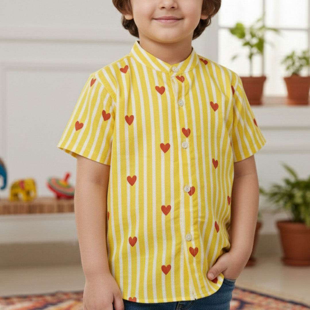 Yellow Heart Shirt for Boys | Pure Cotton