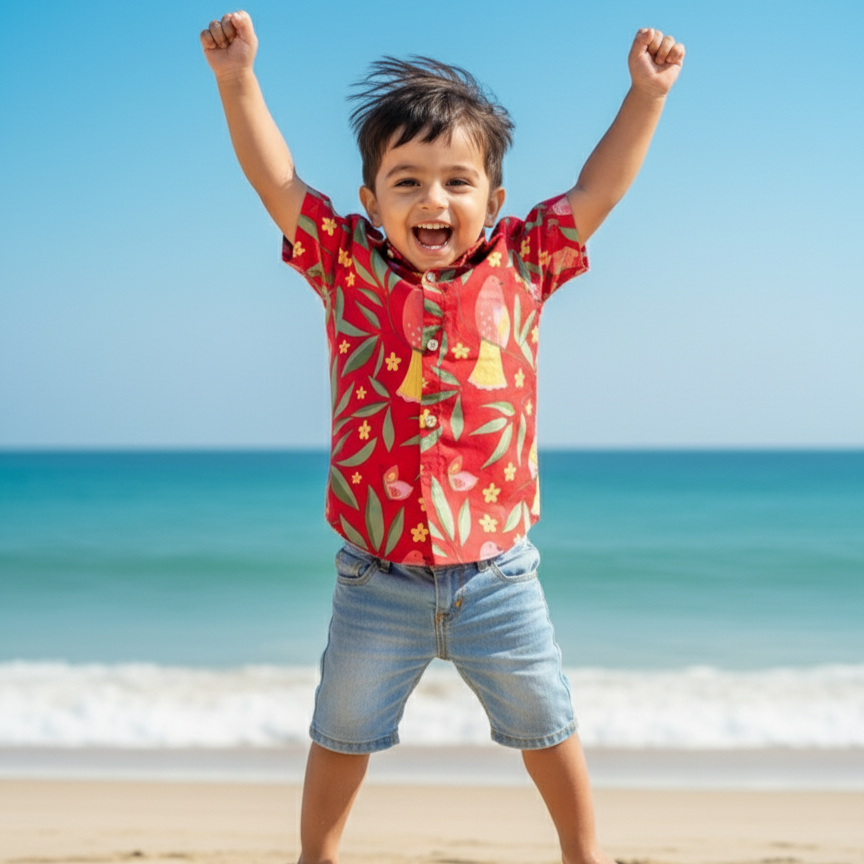 Holiday Shirt for Boys| Red Bird| Pure Cotton