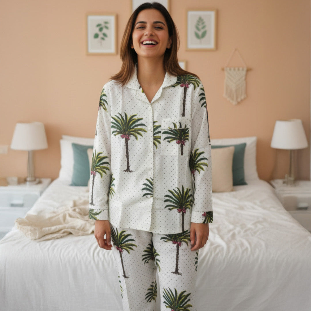Tropical Dreams| Adult Nightsuit Set| Pure Cotton