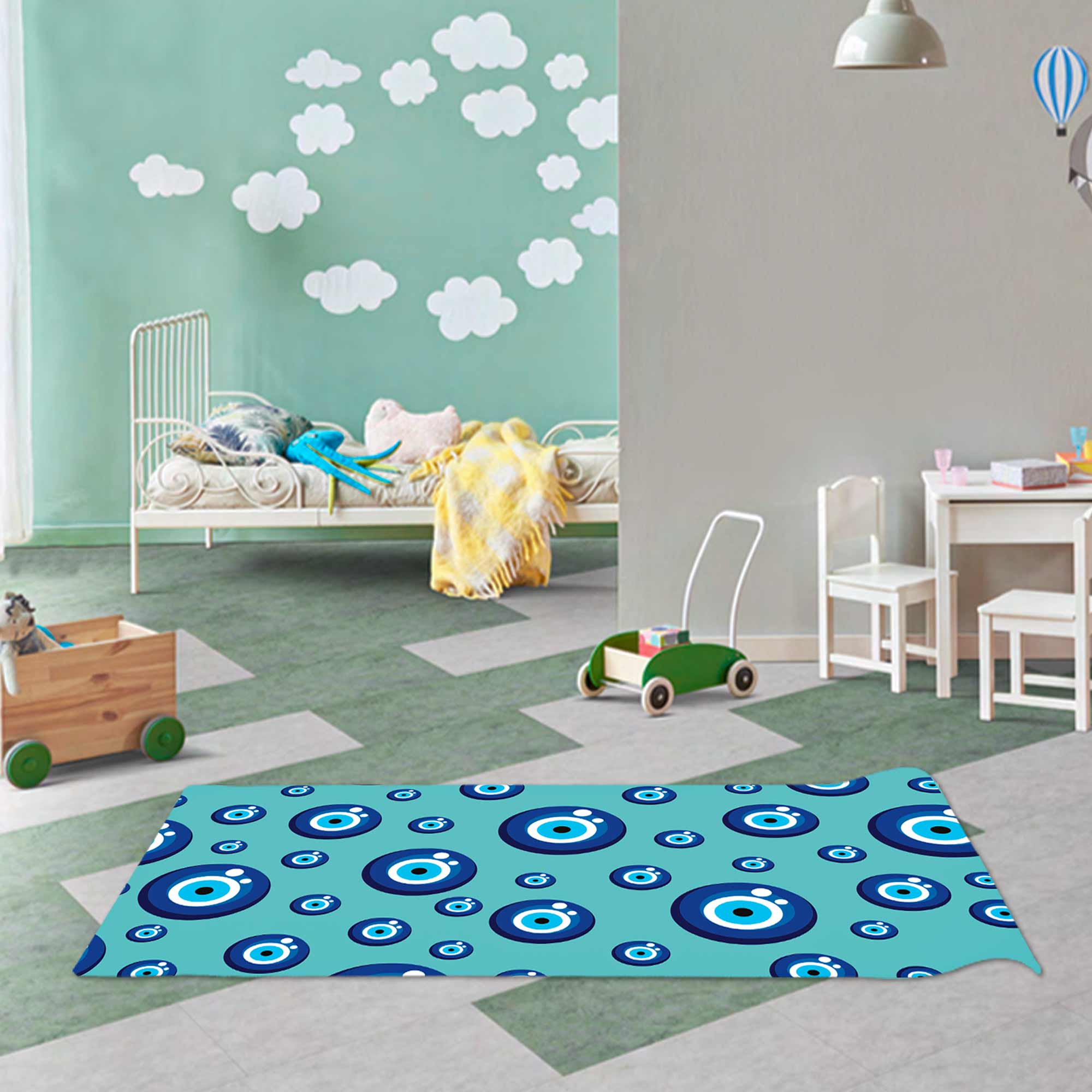 Kids Yoga Mat - Evil Eye Blue