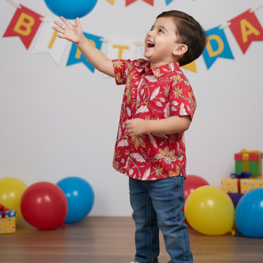 Designer Shirt for Boys| Floral Firework| Pure Cotton