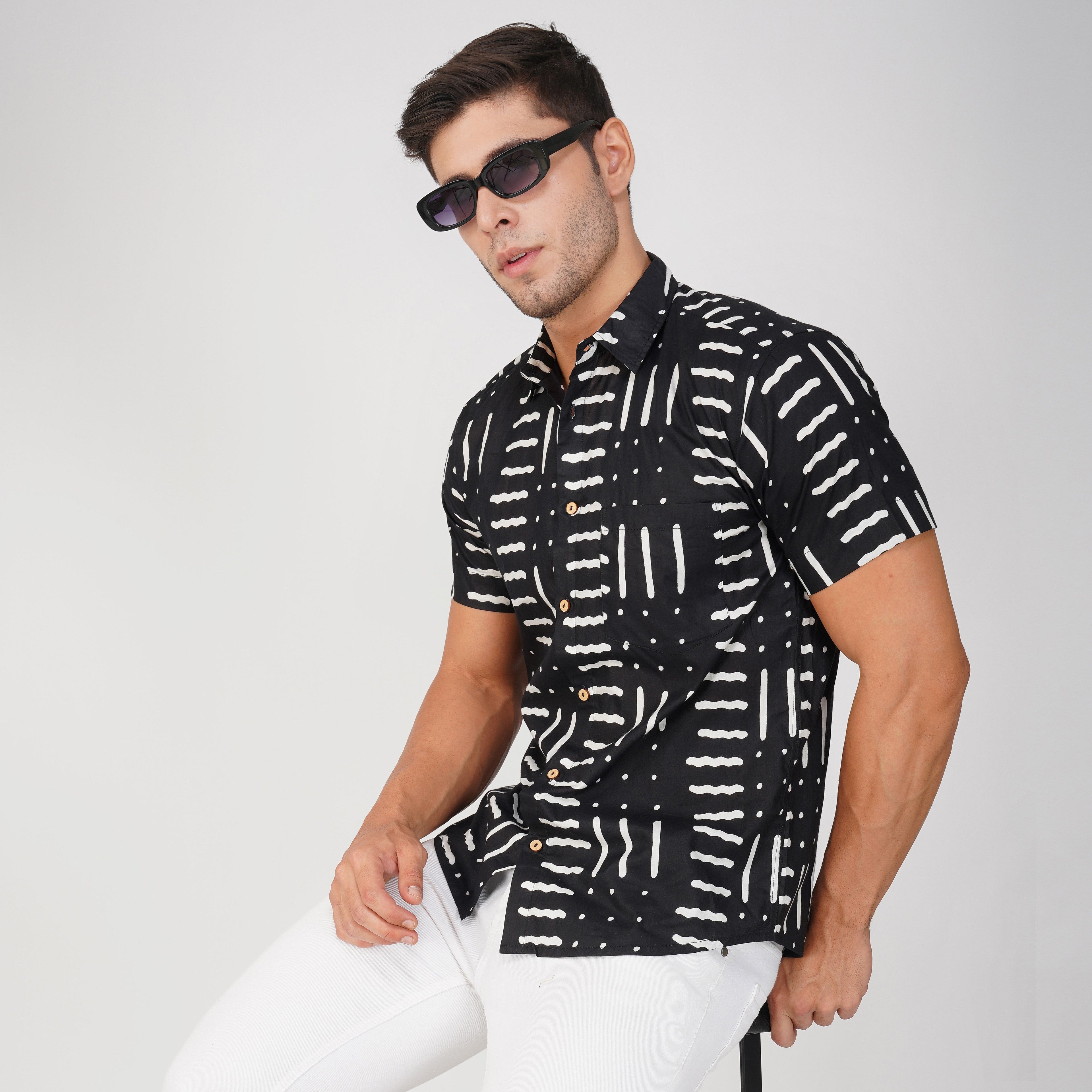 Black Party Waves |Family Twinning (Baby Boy): Match in Style! | Pure Cotton