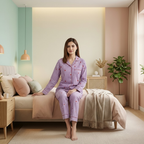 Purple Hearts | Adult Nightsuit Set| Pure Cotton