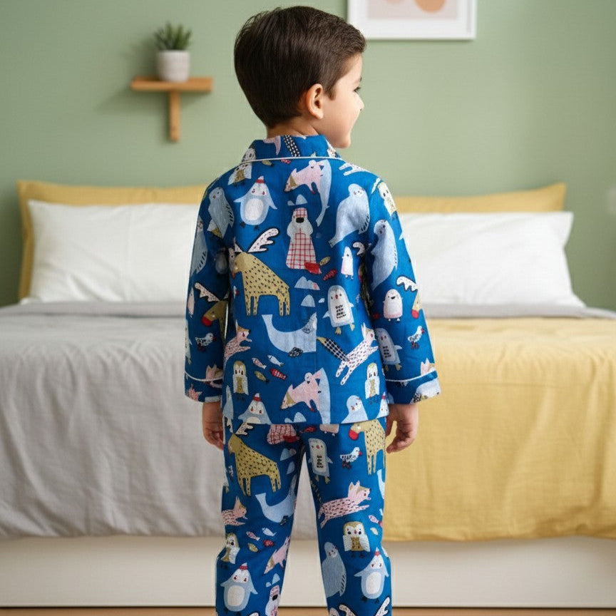 Blue Jungle | Kids Night suit Set |Pure Cotton