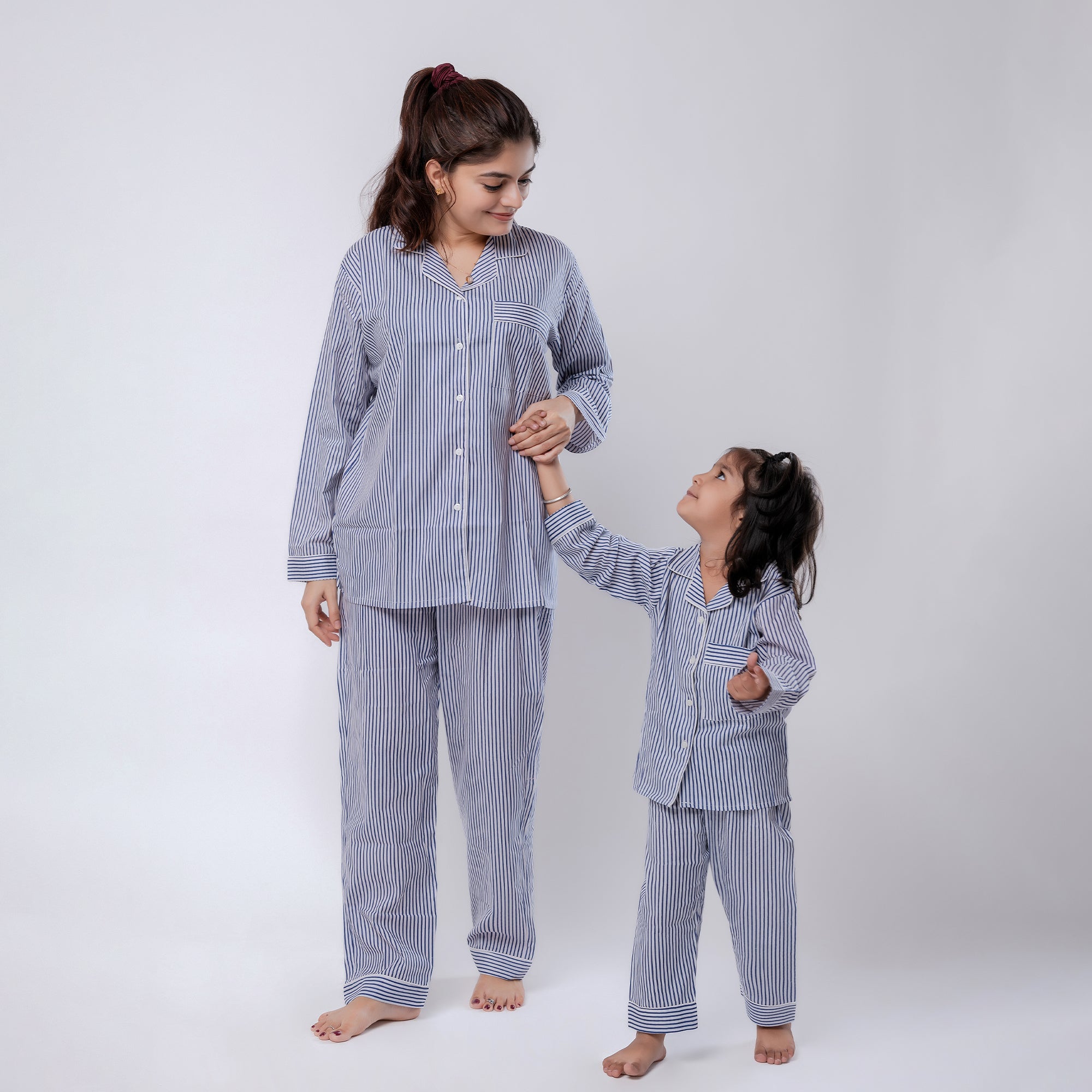 Classy Stripes Twinning Nightsuit Set| Pure Cotton