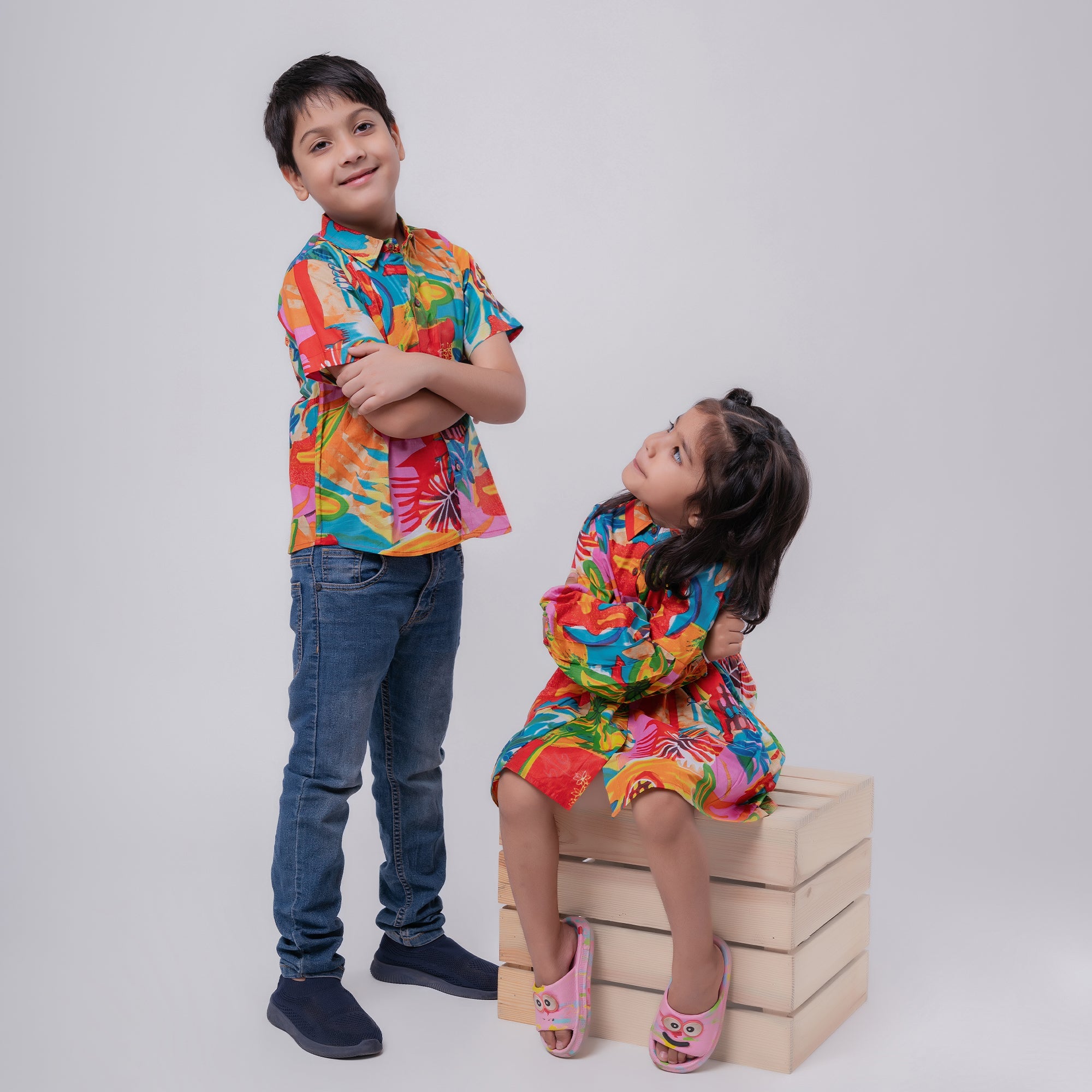 Cotton Birthday party sibling twinning outfits