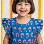 Cotton Girls Frock Blue Boota
