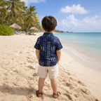 Cotton Kids Shirt Party Waves Black