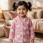 Baa Baa Pink Sheep Twinning Nightsuit Set| Pure Cotton