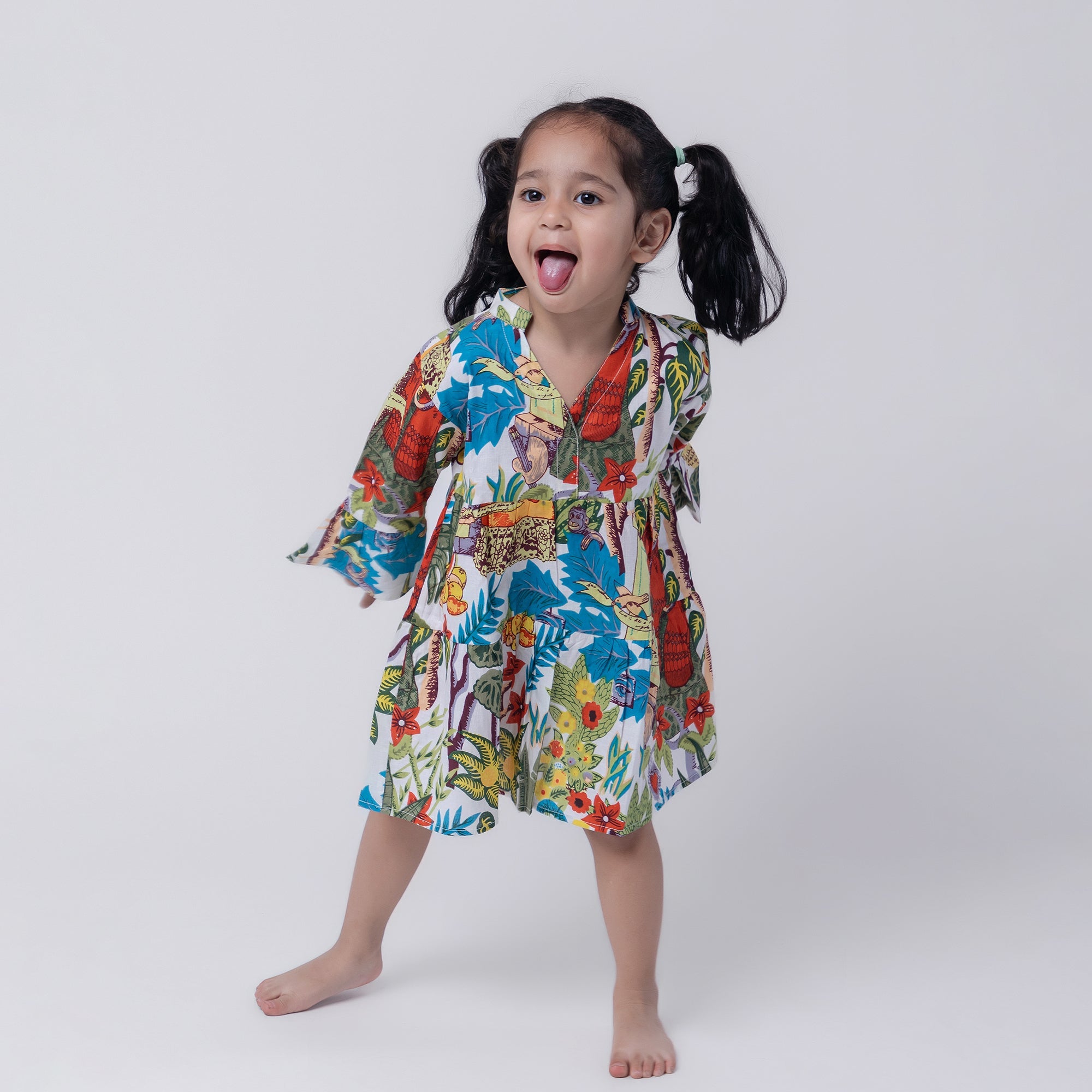 Cotton Girls Kids Dress Jungle Safari