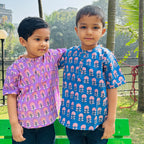 Cotton Boys Kurta Shirt Purple Boota