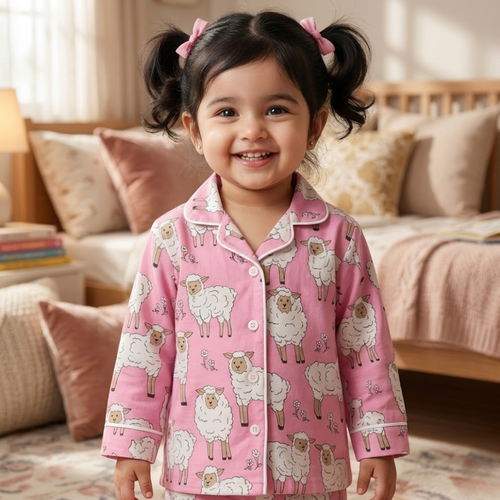 Baa Baa Pink Sheep | Kids Night suit Set |Pure Cotton