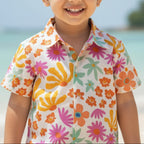 Orange Floral Shirt for Boys | Pure Cotton