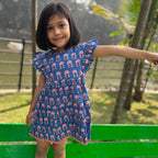 Cotton Girls Frock Blue Boota