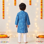 Neel Bandhej Kurta Pajama Set | Blue | Pure Cotton