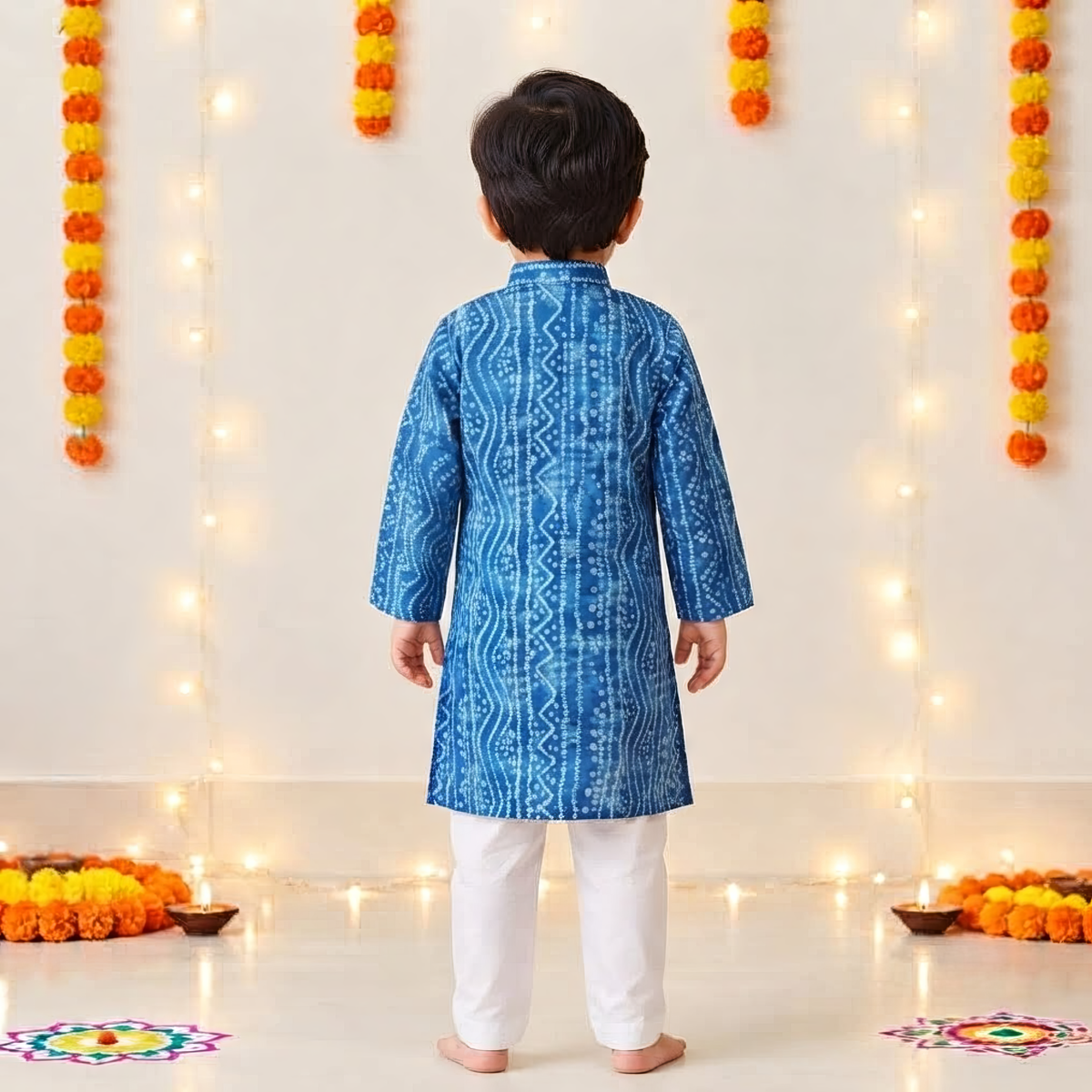 Neel Bandhej Kurta Pajama Set | Blue | Pure Cotton