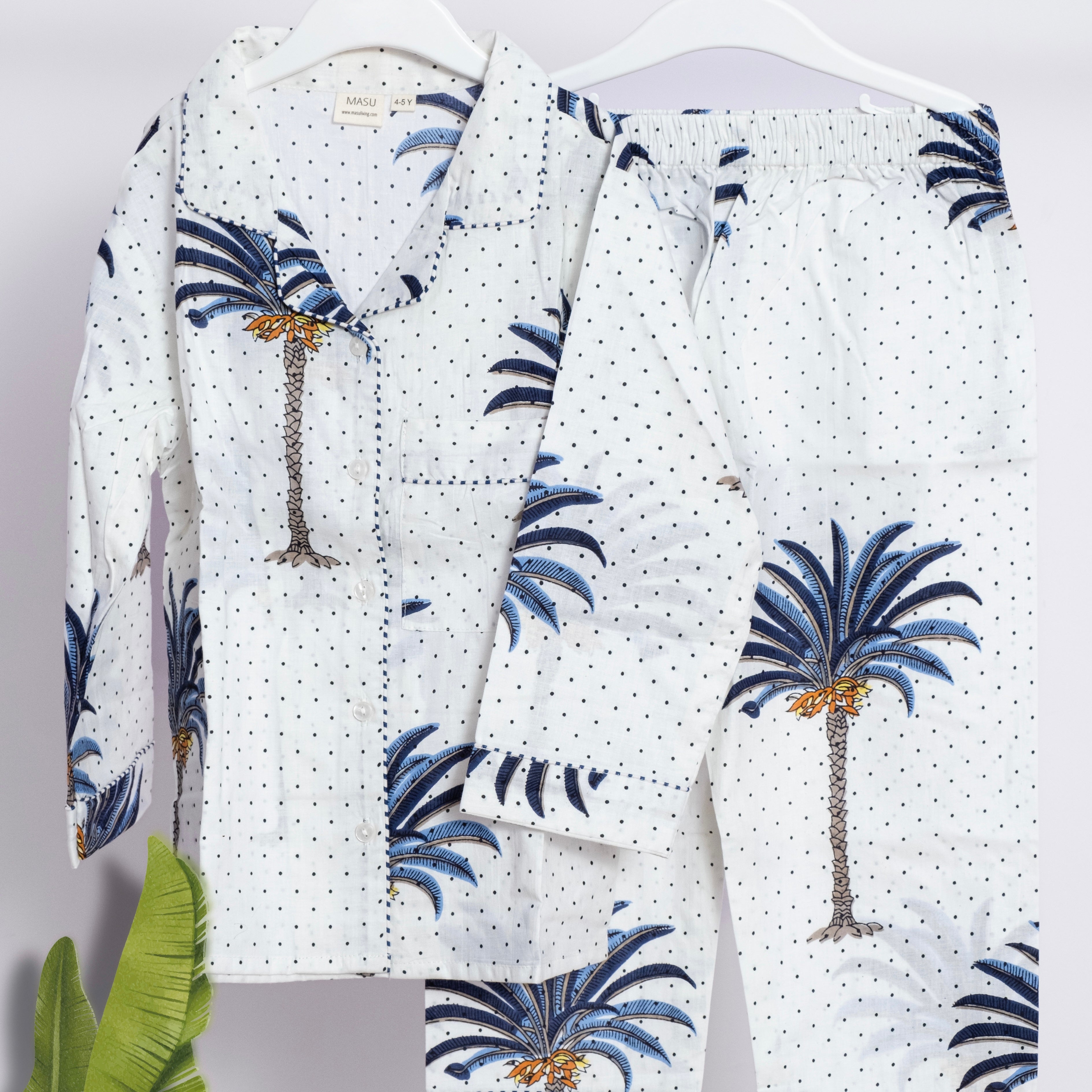Tropical Blue Twinning Nightsuit Set| Pure Cotton